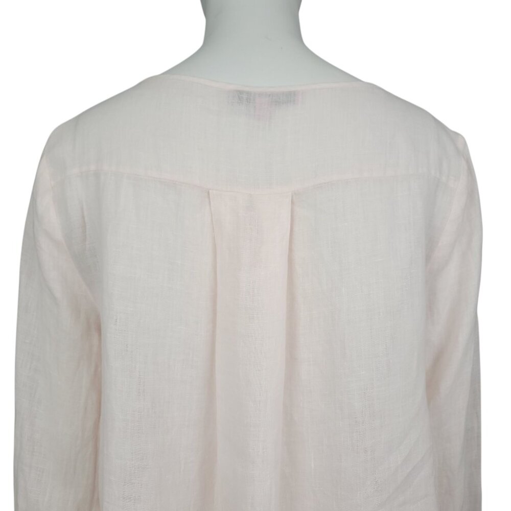 CALYPSO ST. BARTH Women Top M Pink Linen Long Sleeve Sheer Keyhole Casual - Picture 6 of 8